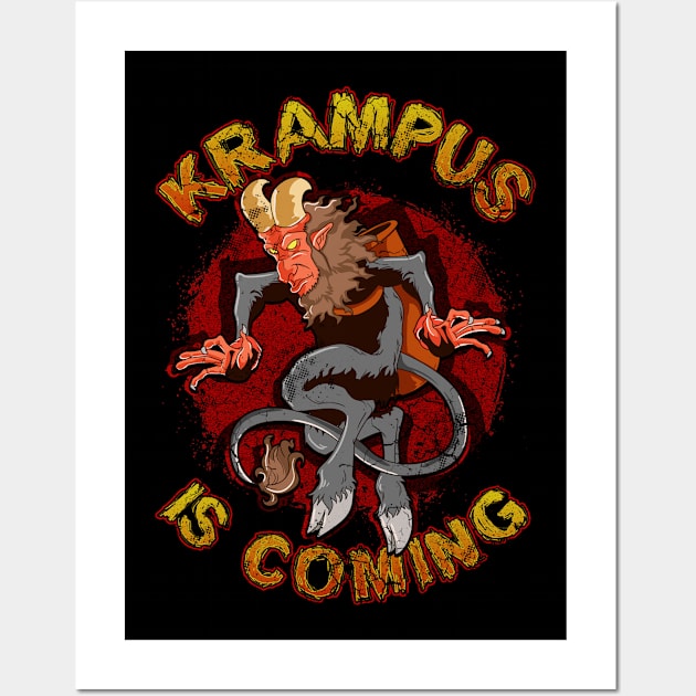 Krampus Is Coming Christmas Humor Funny Wall Art by E